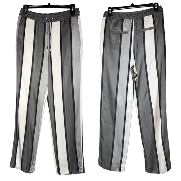 & Other Stories Grey White Stripe Drawstring pants. Viscose. Women's size 8. - Picture 1 of 16